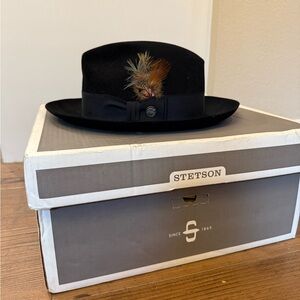 Stetson Black Hat with Feather Detail